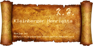 Kleinberger Henrietta névjegykártya